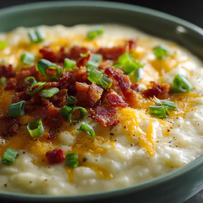 CrockPot Crack Potato Soup 3 Closeup of creamy crockpot potato soup with cheese and bacon