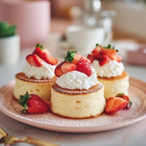 Fluffy Japanese Soufflé Pancakes on ceramic plate