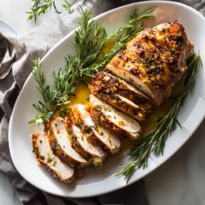 Sliced garlic butter turkey tenderloin