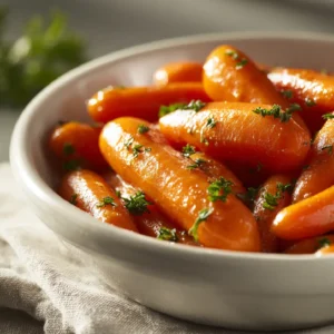 Styled glazed carrots in cozy kitchen scene