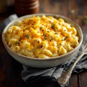 Homemade mac and cheese baked golden and creamy