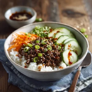 Korean Ground Beef Bowl served with rice
