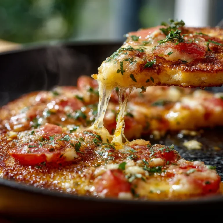 Pizza Eggs 3 Close-up of melted cheese and toppings on sizzling pizza eggs