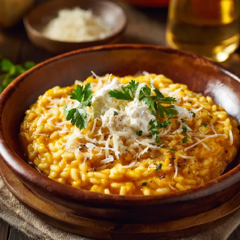 Baked Pumpkin Goat Cheese Risotto 3 Served pumpkin goat cheese risotto in bowl