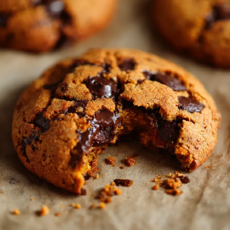 Brown Butter Pumpkin Chocolate Chip Cookies 3 Close-up of soft pumpkin cookie with gooey chocolate chips