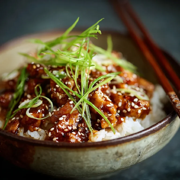 Served Sticky Chicken Rice Bowl with garnishes