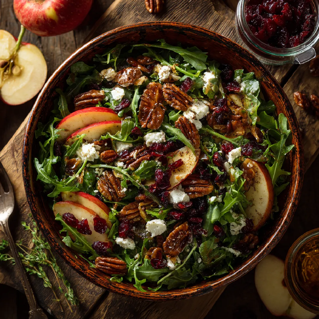 Fall Apple Arugula Salad With Maple Pecans