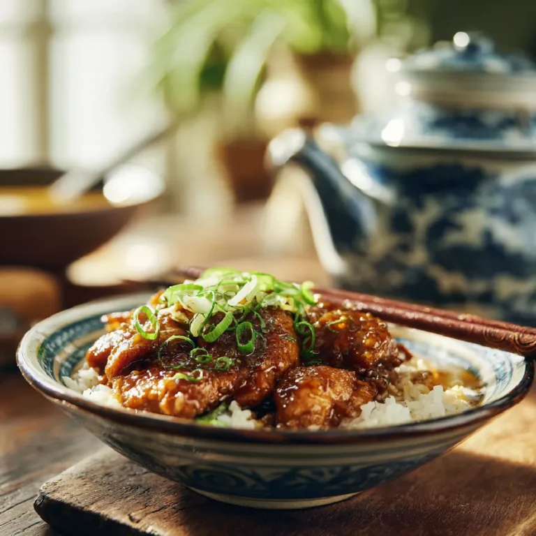 Caramelised Soy Chicken in Garlic Ginger Broth served with rice