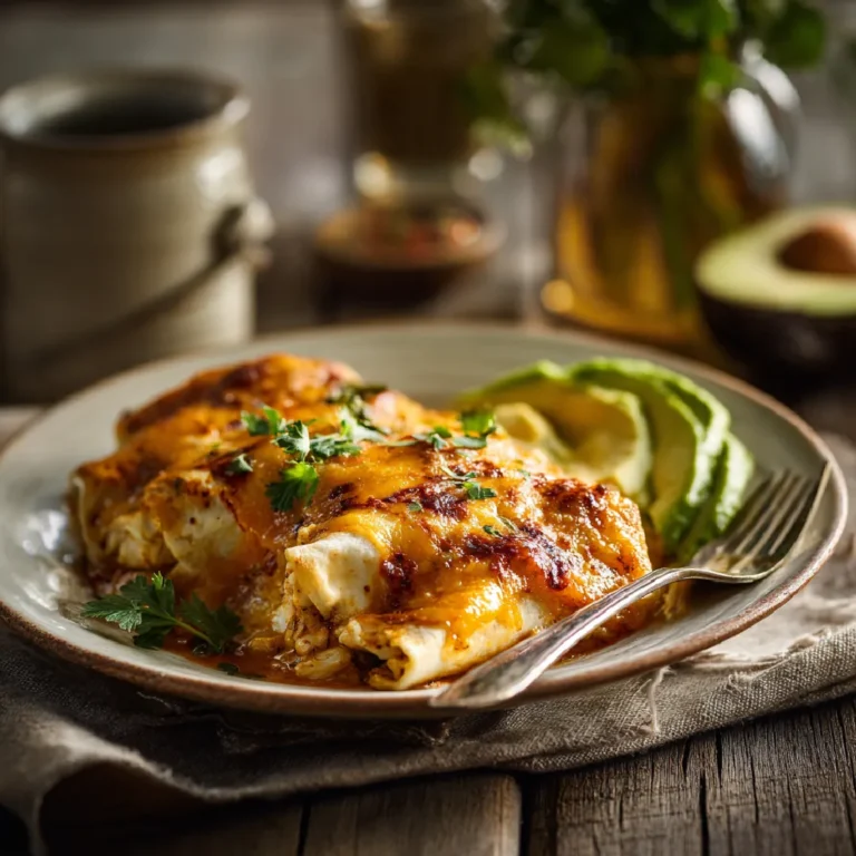 Served chicken enchiladas on a plate
