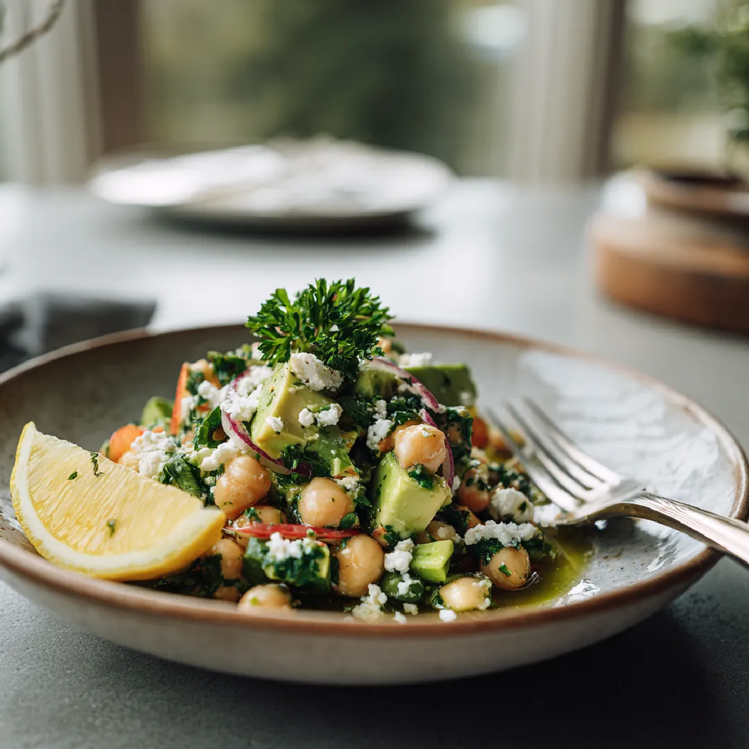 Chickpea Feta Avocado Salad