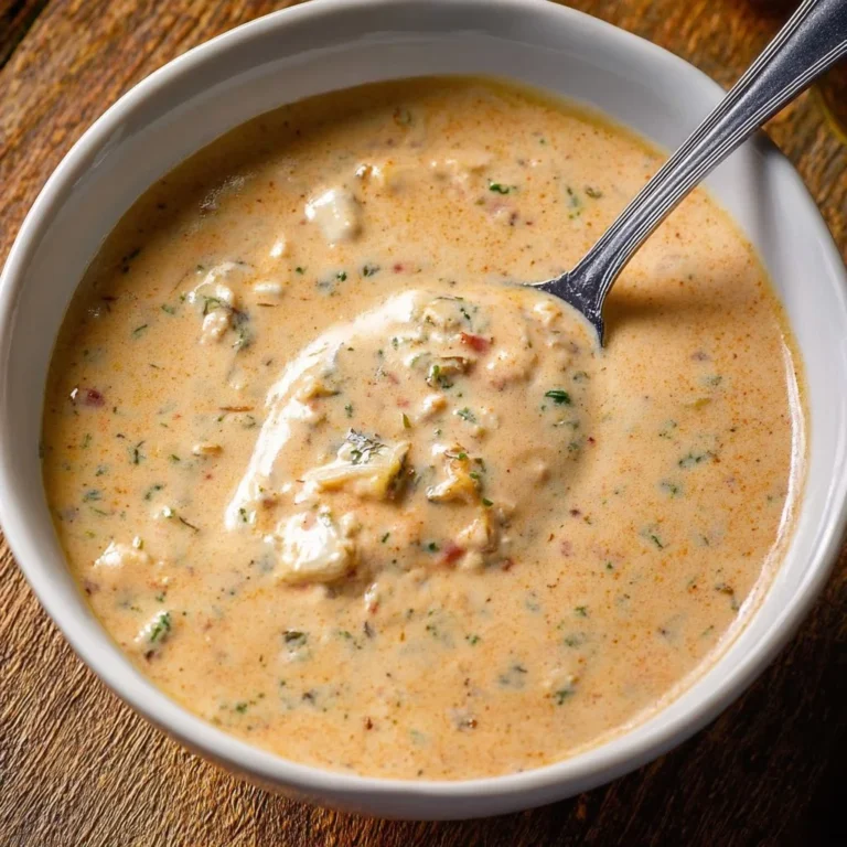 A bowl of delicious crab and shrimp seafood bisque garnished with herbs.