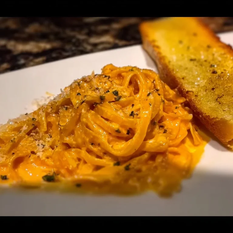 Delicious creamy garlic pasta served in a bowl with herbs and parmesan