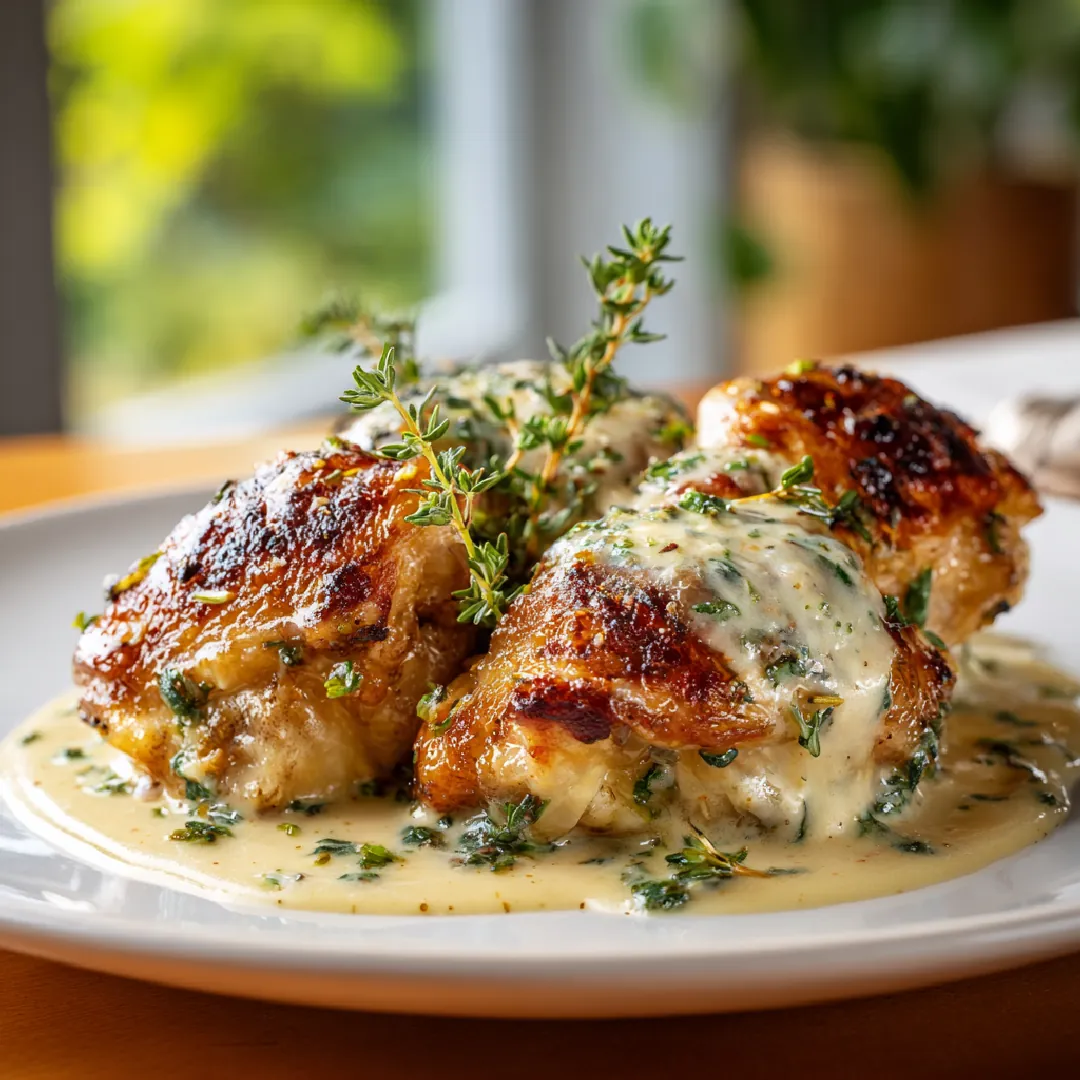 Creamy Oven Baked Chicken Thighs