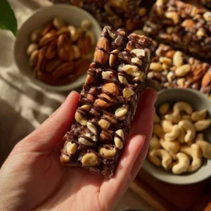Dark Chocolate and Sea Salt Nut Bars 2 Dark Chocolate and Sea Salt Nut Bars for a healthy snack option