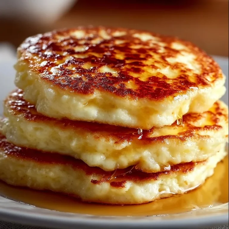 Delicious gluten-free cottage cheese pancakes stacked on a plate.