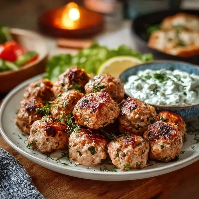 Greek Turkey Meatballs with Tzatziki