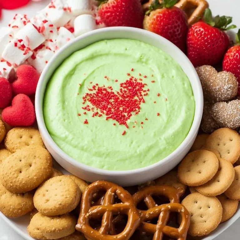Colorful Grinch Dip served in a festive bowl with holiday decorations