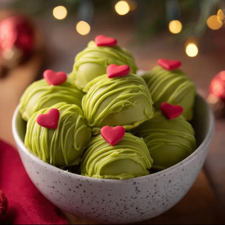 Delicious Grinch Oreo Balls using Red Velvet Oreos for festive treats.
