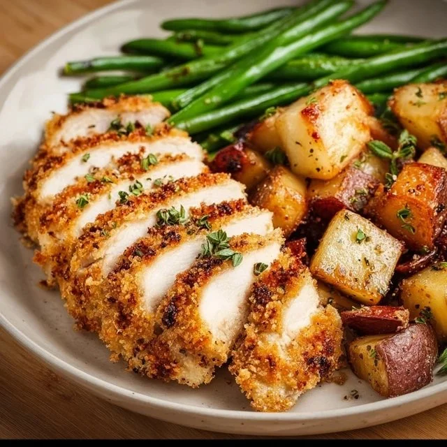 Parmesan Crusted Chicken Sheet Pan Dinner