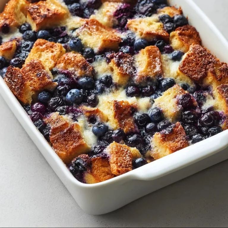 Delicious blueberry french toast casserole ready to serve