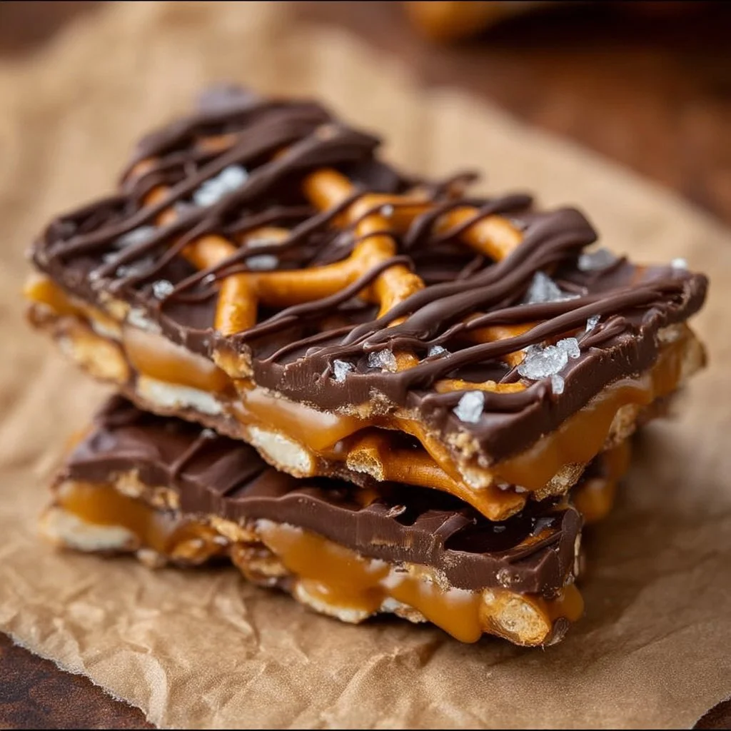 Salted caramel pretzel bark