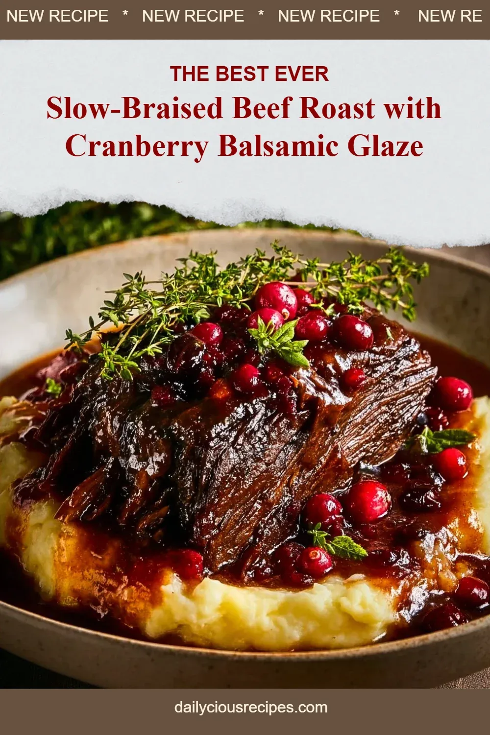 Slow-Braised Beef Roast with Cranberry Balsamic Glaze