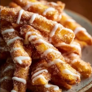 Air Fryer Apple Fries 2 Crispy Air Fryer Apple Fries served with a dipping sauce