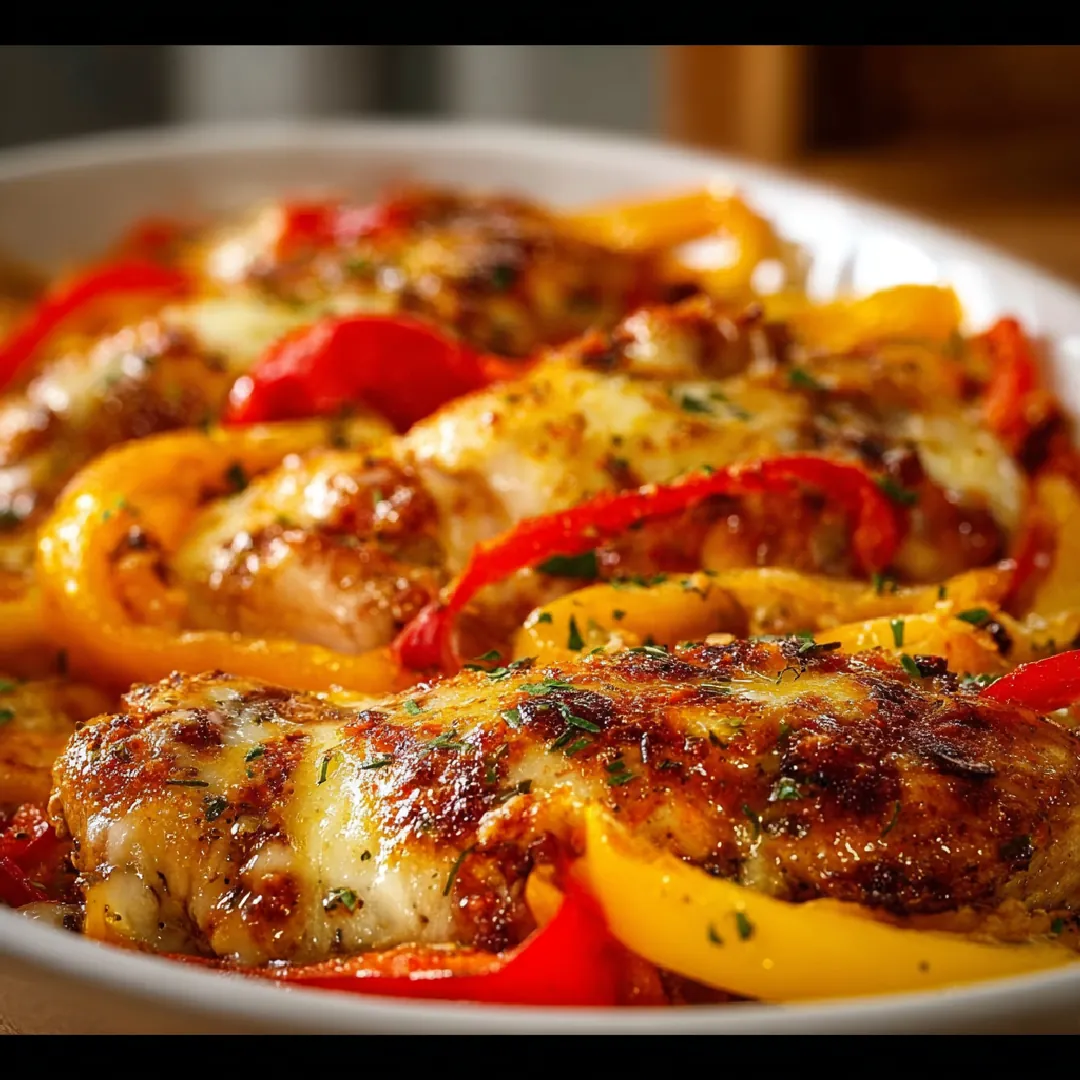 Cheesy Baked Chicken Breast and Peppers