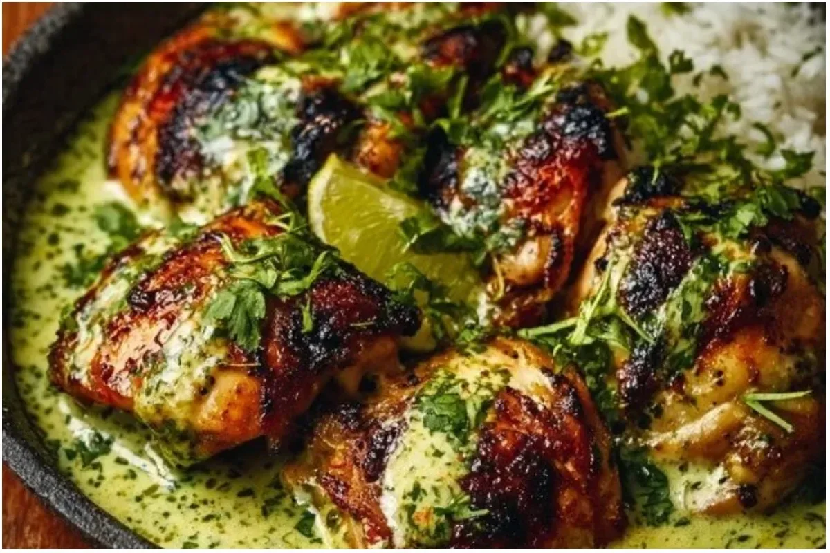 Best Peruvian Chicken with Creamy Green Sauce