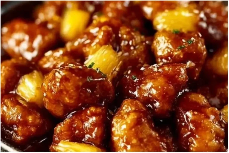 Delicious brown sugar pineapple chicken served on a plate