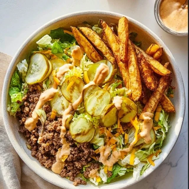 Delicious burger bowls with fresh toppings and ingredients.