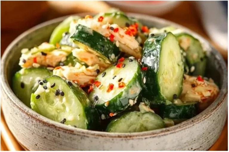 California Roll Cucumber Salad featuring sushi ingredients and fresh vegetables