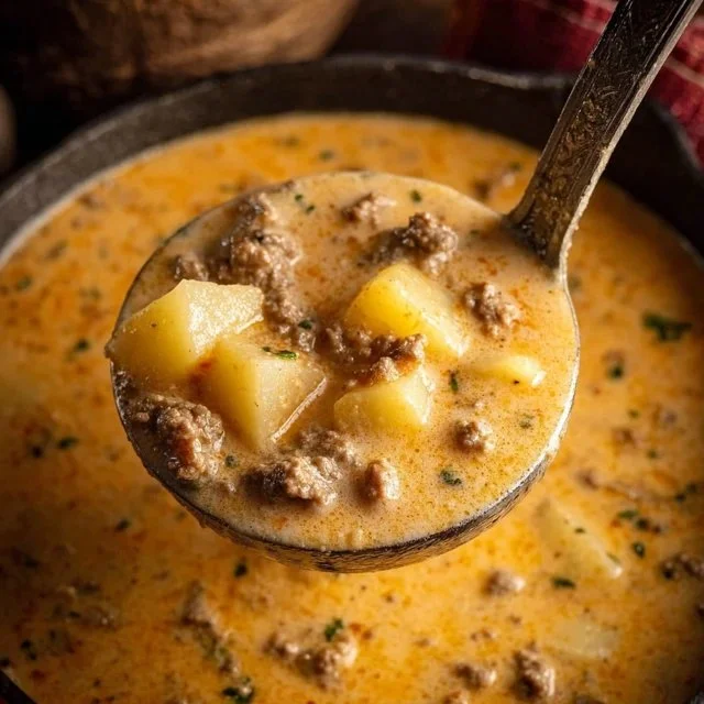 Cheesy Beef and Potato Soup