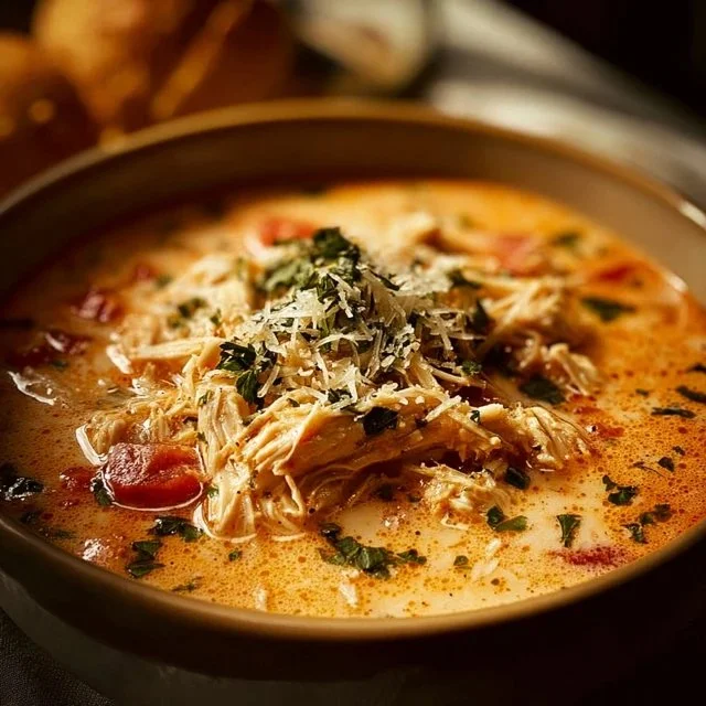 Crock Pot Creamy Chicken Parmesan Soup