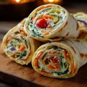 Freshly made vegetable tortilla roll ups with vibrant veggies wrapped in tortillas