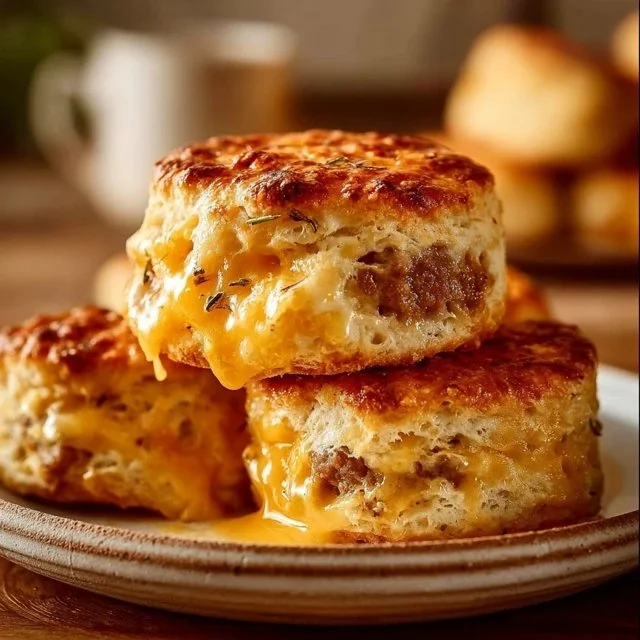 Sausage Cheese and Butter Swim Biscuits