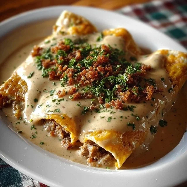 Southern Breakfast Enchiladas with Sausage Gravy