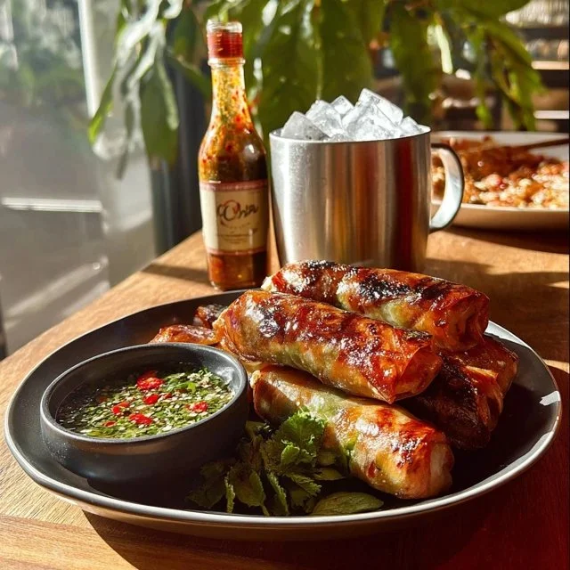 Vietnamese Baked Salmon Spring Rolls