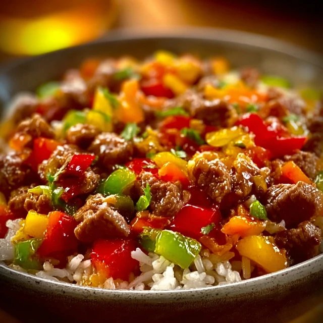 Healthy Beef and Pepper Rice Bowl