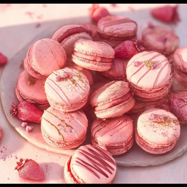 Strawberry Macaron Shells