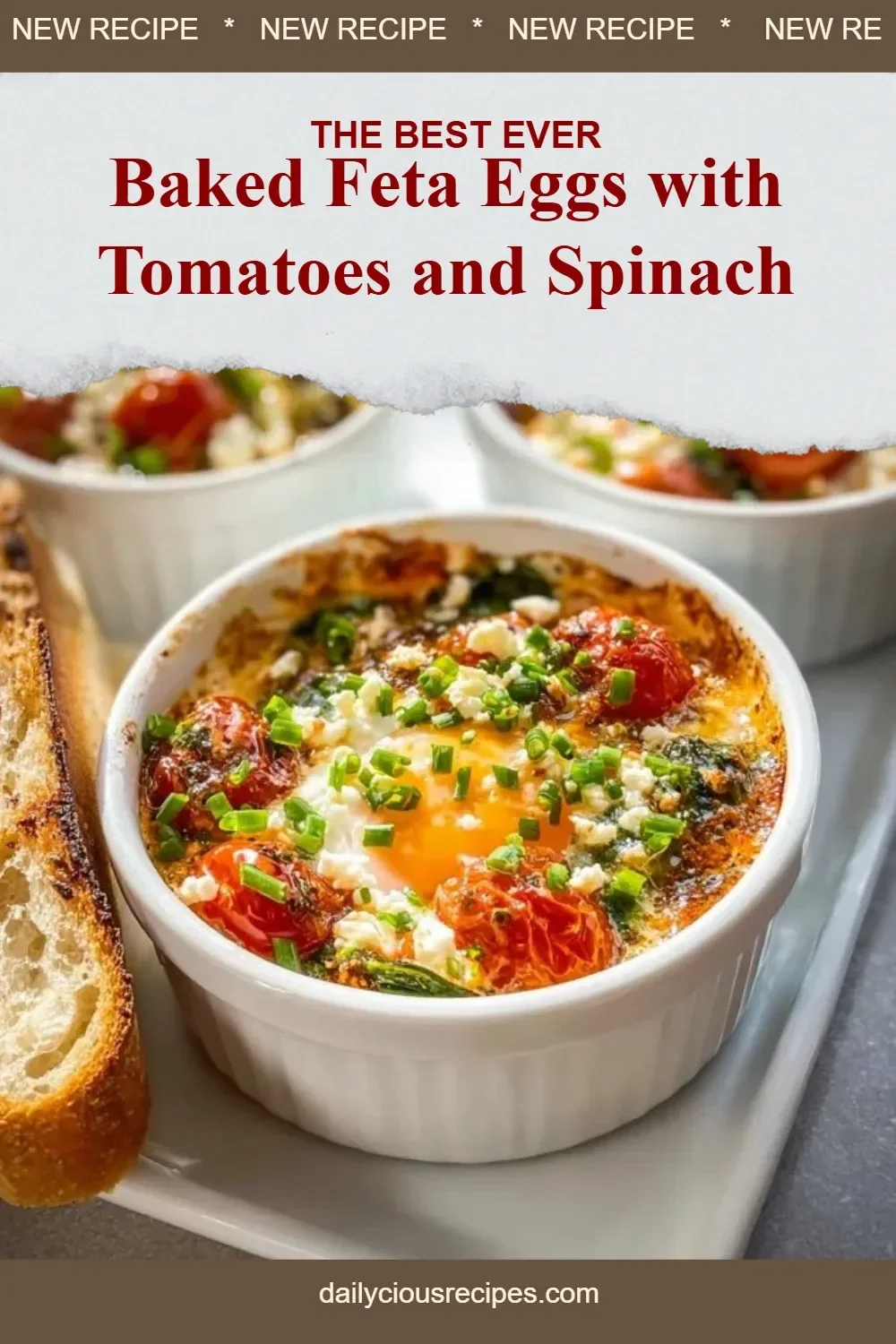 Baked Feta Eggs with Tomatoes and Spinach