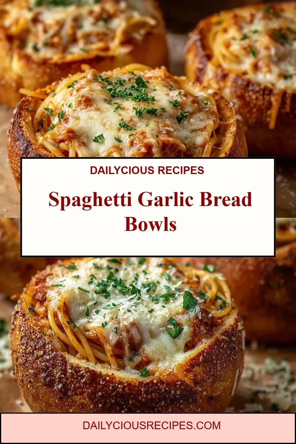 Spaghetti Garlic Bread Bowls