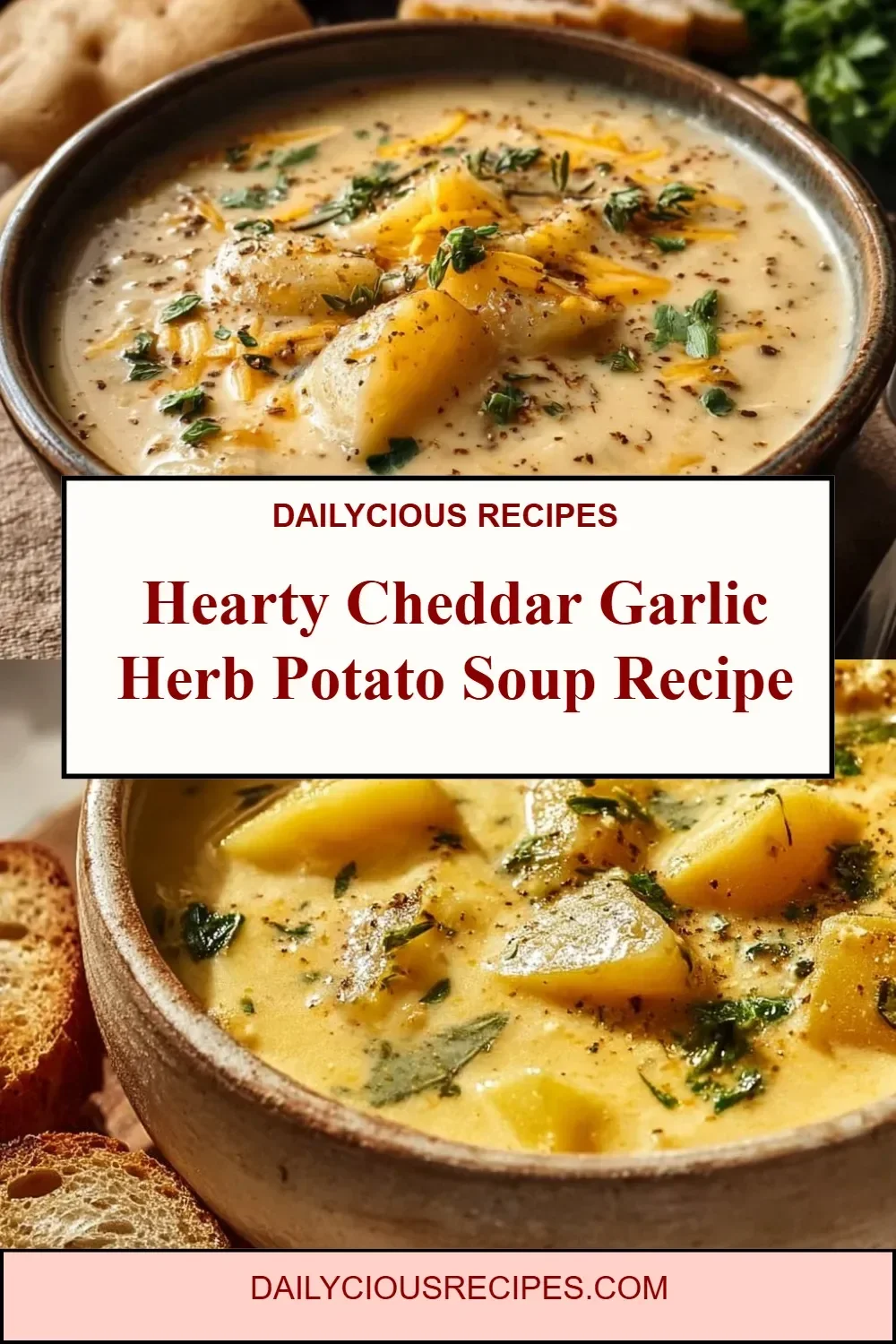 Hearty Cheddar Garlic Herb Potato Soup Recipe