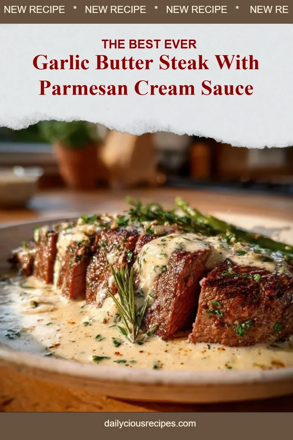 Garlic Butter Steak With Parmesan Cream Sauce