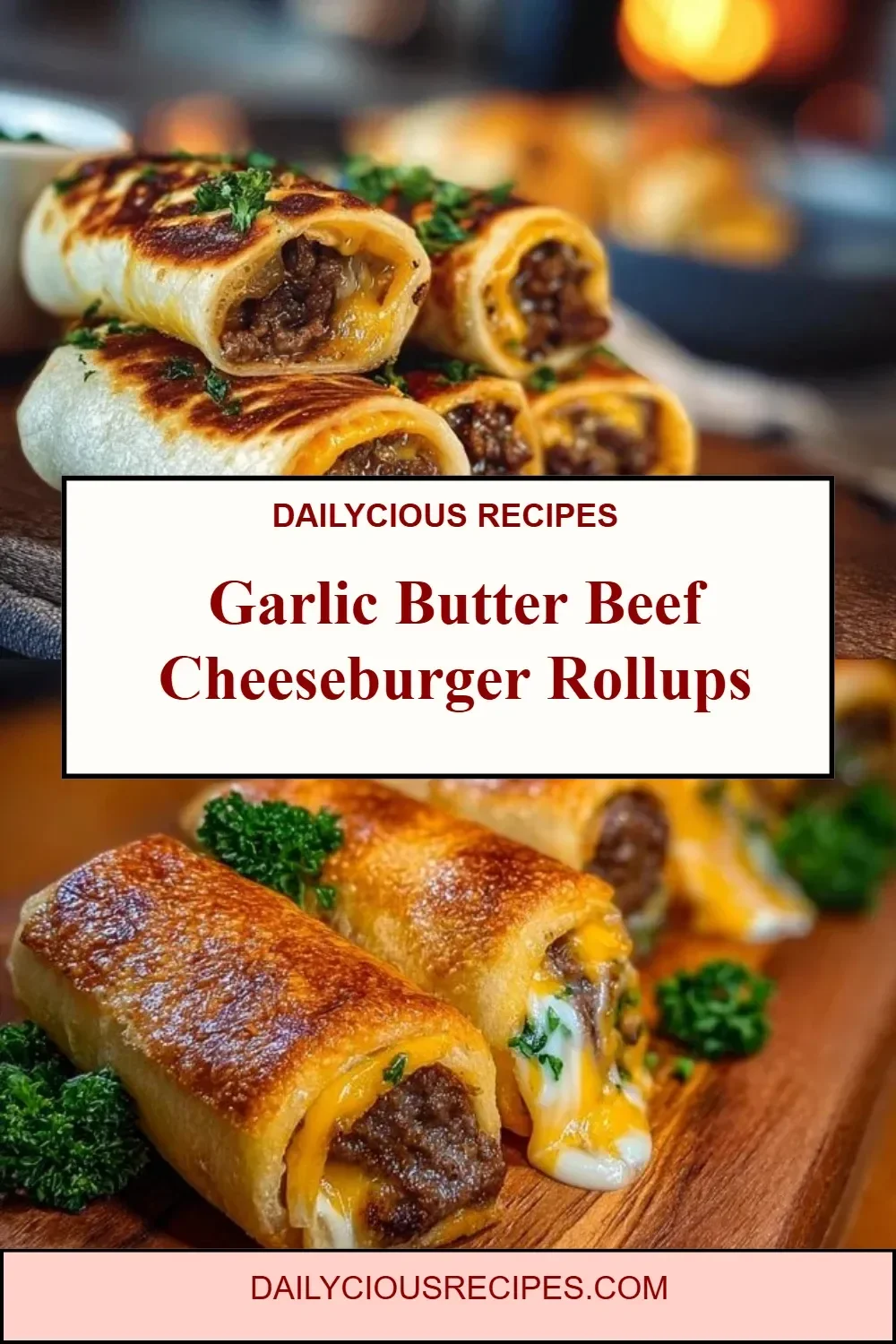Garlic Butter Beef Cheeseburger Rollups