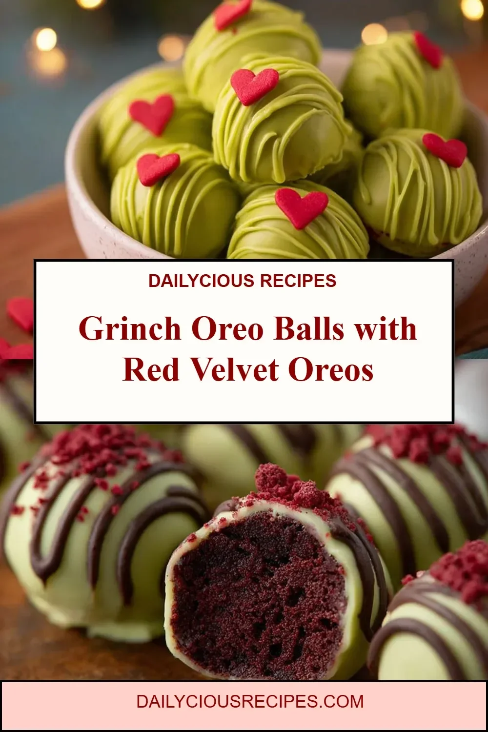 Grinch Oreo Balls with Red Velvet Oreos