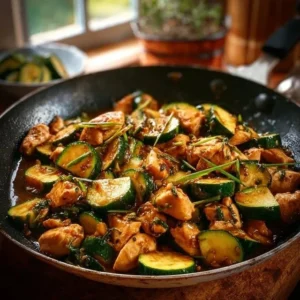 Chicken Zucchini Stir Fry 2 Delicious chicken zucchini stir fry in a colorful bowl with fresh vegetables