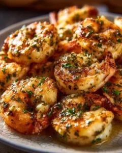 Garlic Parmesan Roasted Shrimp 2 Plate of Garlic Parmesan Roasted Shrimp garnished with parsley