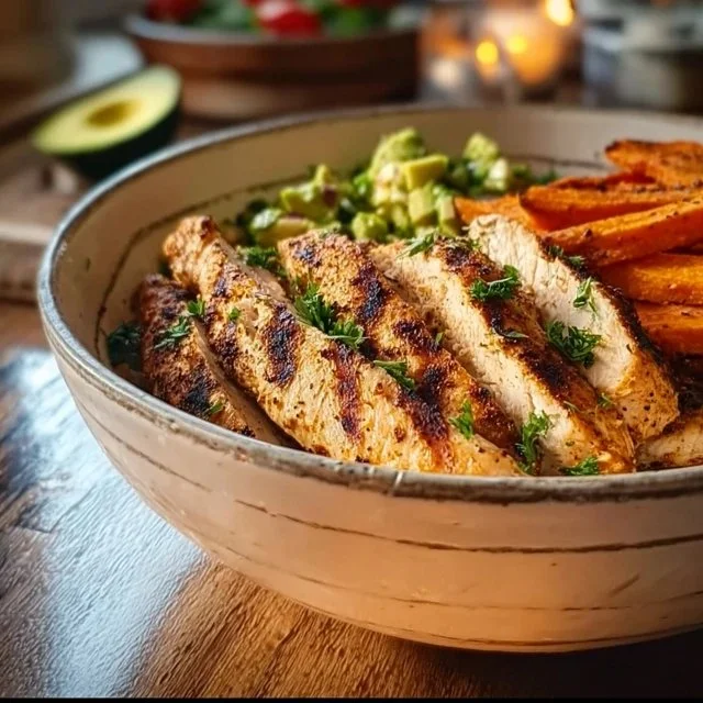 Grilled Herb Chicken Bowl with Sweet Potato Fries & Avocado Salsa 3 grilled herb chicken bowl with sweet potato fries 2026 01 02 140024