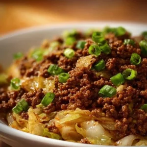 Low-Carb Mongolian Ground Beef and Cabbage 2 Low-Carb Mongolian Ground Beef and Cabbage dish served in a bowl